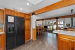 This spacious kitchen makes it easy to cook and carry on a conversation with your group